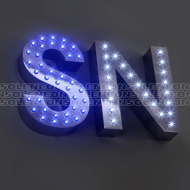 Built-up letters with frontal LED pinpoint lighting